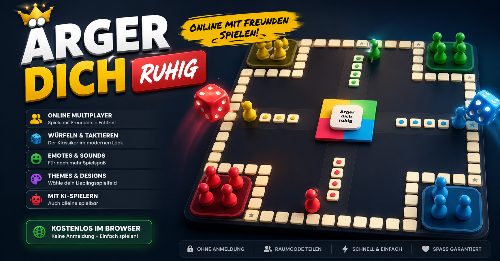 Vorschau vom Browser-Brettspiel Ärger dich ruhig